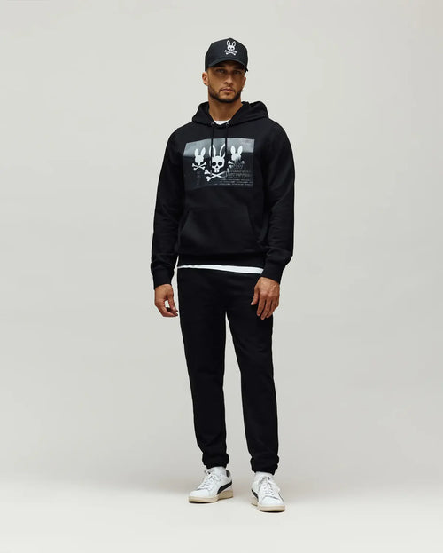 PSYCHO BUNNY SUDADERA CON CAPUCHA JARVOS PARA CABALLERO HOMBRE NEGRO MT0500168001