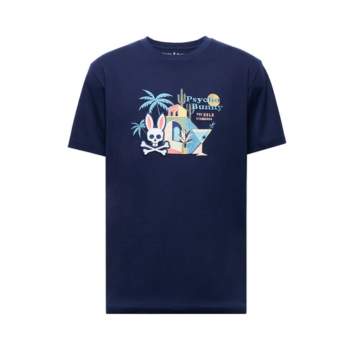 PSYCHO BUNNY CAMISETA HOMBRE CUELLO REDONDO AZUL