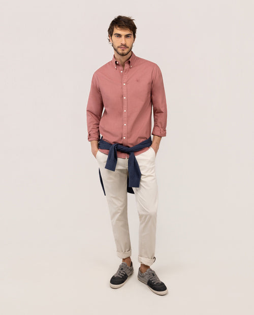 Camisa Algodón Garment Dyed EL GANSO HOMBRE ROJO