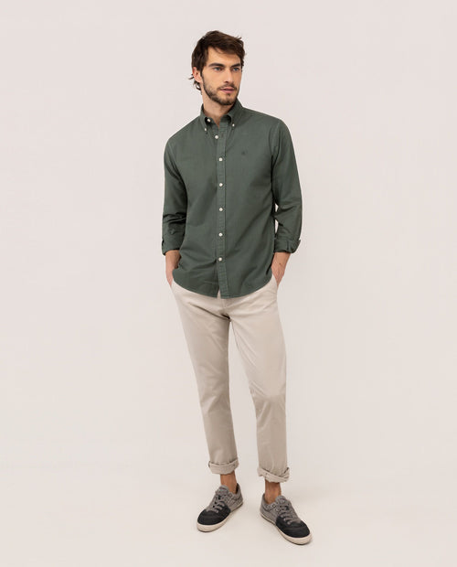Camisa Algodón Garment Dyed EL GANSO HOMBRE VERDE