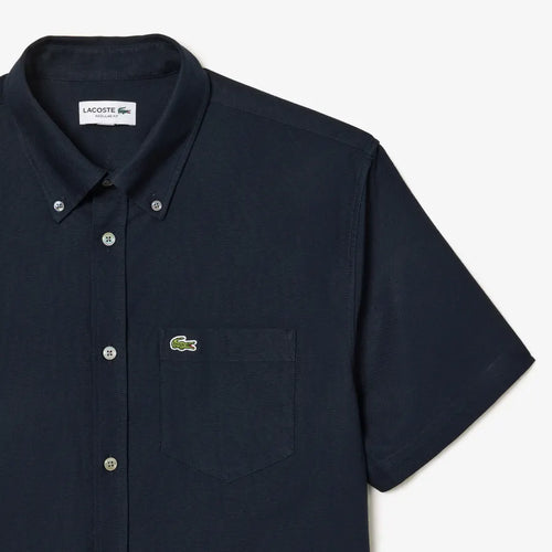 LACOSTE CH1917F2W CAMISA OXFOR MANGA CORTA FIT BLUE