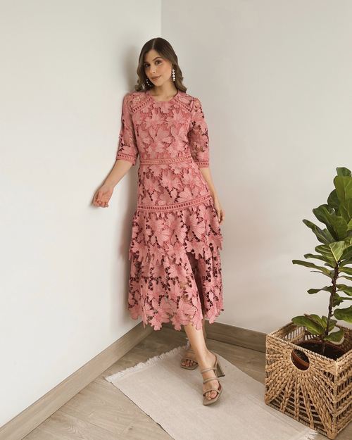 VESTIDO PRIMIA MACADAMIA ROSA ROSA