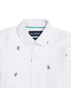 psycho bunny camisa niño manga larga blanco