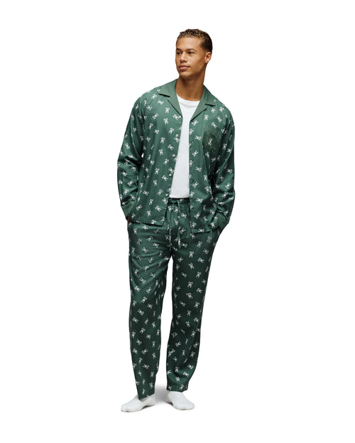 PSYCHO BUNNY CONJUNTO DE PIJAMA PARA HOMBRE VERDE