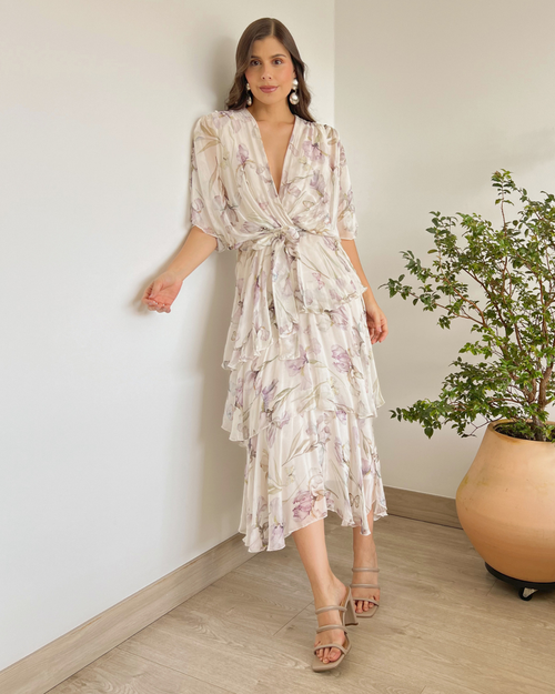 VESTIDO PRIMIA ROMINA FLORAL VIOLETA