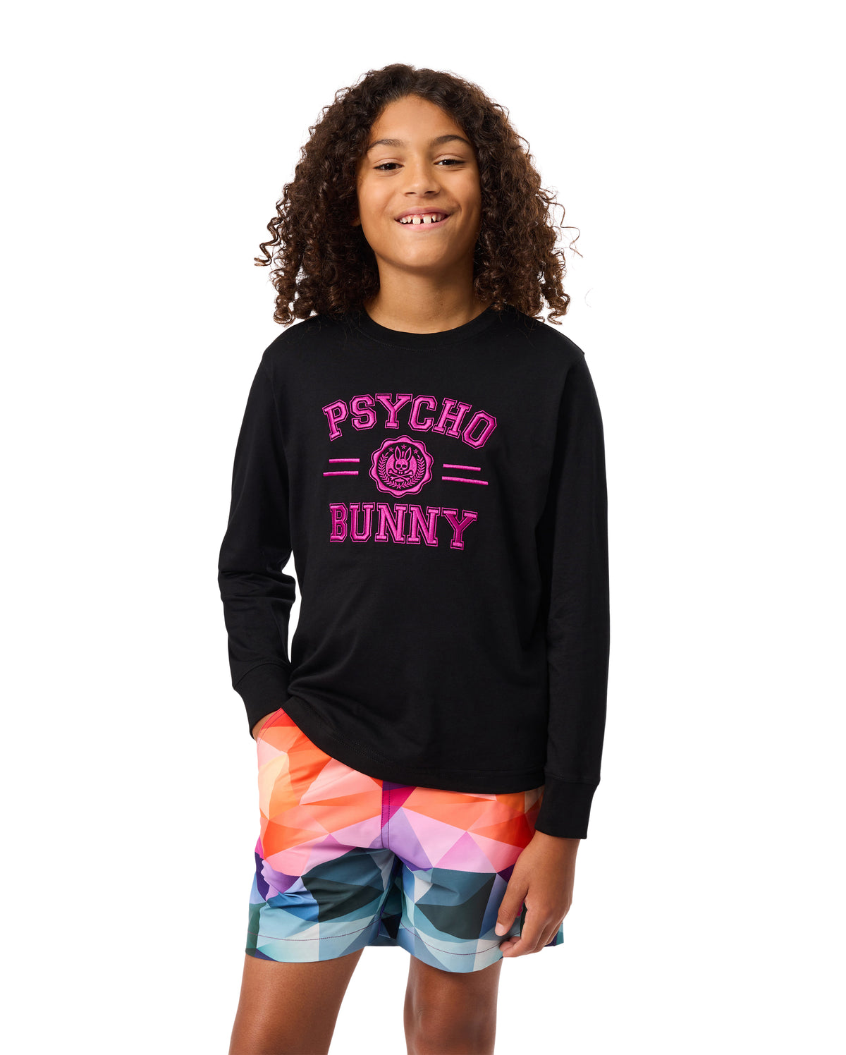 PSYCHO BUNNY CAMISETA MANGA LARGA NIÑO CUELLO REDONDO NEGRO