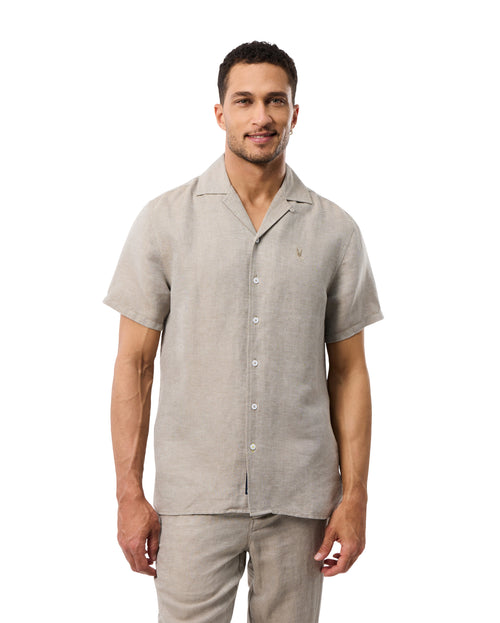 Camisa Manga Corta Mezcla De Lino Windcr
