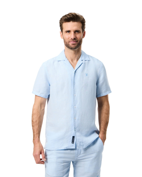Camisa Manga Corta De Mezcla De Lino Win