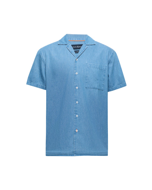 Camisa Manga Corta Ligera De Denim Kervin Para Caballero