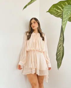 VESTIDO PRIMIA DAMA FLORECIDA CREMA CREMA