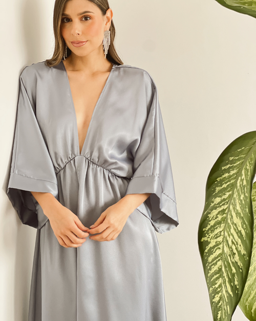 VESTIDO PRIMIA DAMA LUNIA GRIS GRIS
