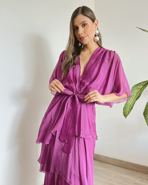 VESTIDO PRIMIA DAMA ROMINA FUCSIA FUCSIA