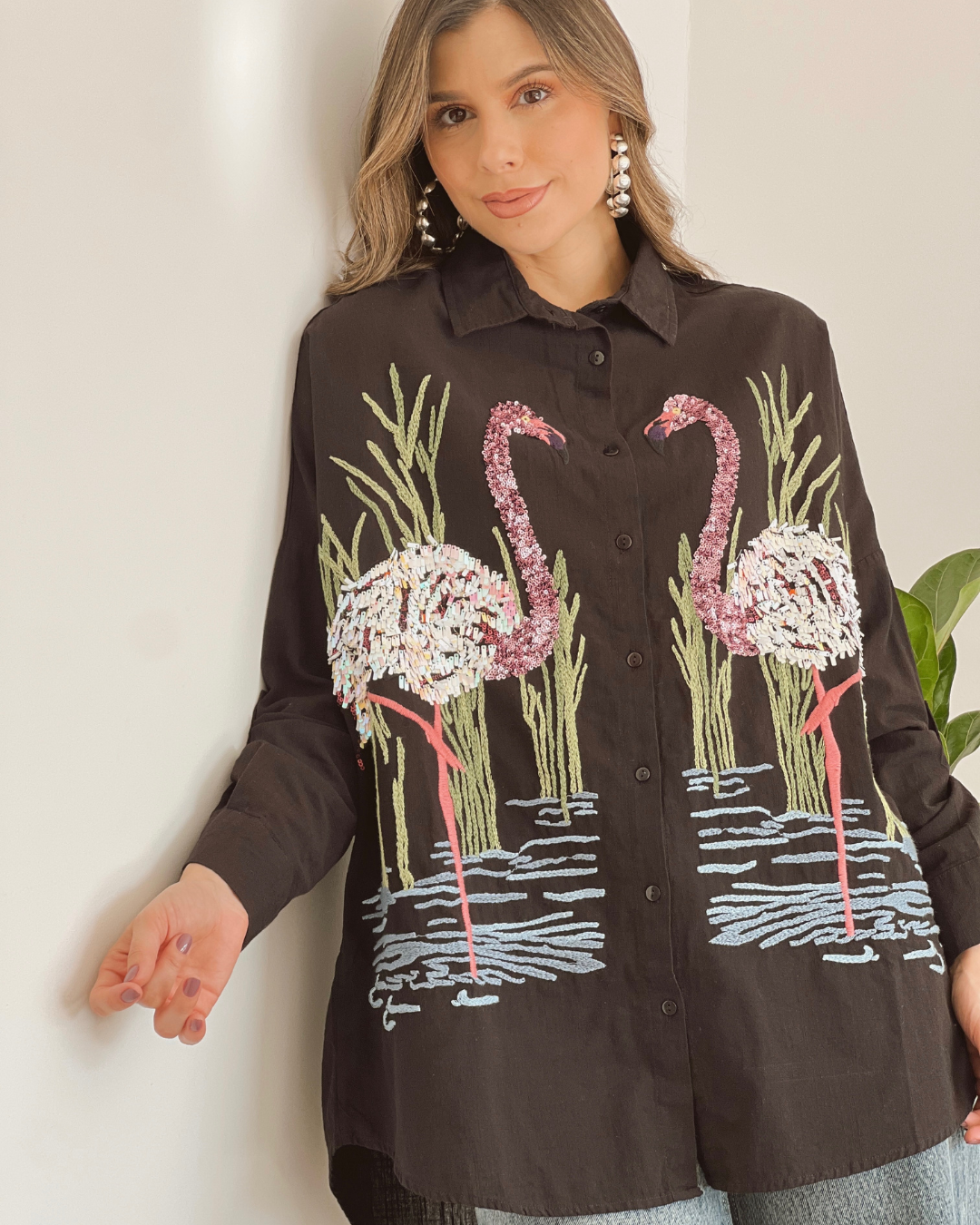 CAMISA PRIMIA DAMA V.287 NEGRO NEGRO