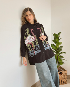 CAMISA PRIMIA DAMA V.287 NEGRO NEGRO