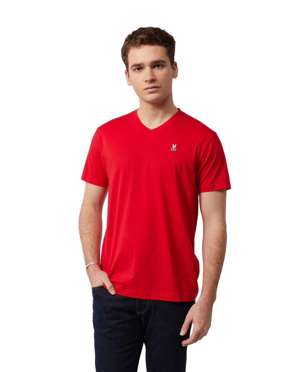 PSYCHO BUNNY CAMISETA HOMBRE CUELLO V ROJO