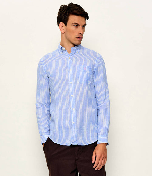 CAMISA M/L RALPH LAUREN HOMBRE 52E HARBOR ISLAND BLUE WHITE 710P07024002